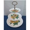Image 1 : Vintage Santa Anita Ware 3-Tier Server w/ Yellow Hibiscus Motif 15" Tall
