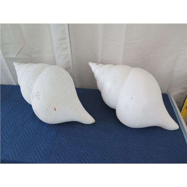 Qty 2 Large Seashells, Plaster-Like Material 31" L, 15"H