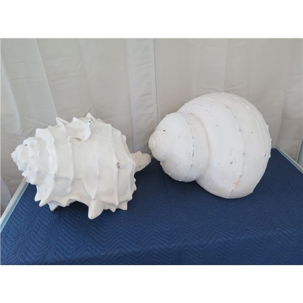 Qty 2 Large Seashells, Plaster-Like Material 30" L x 21"H