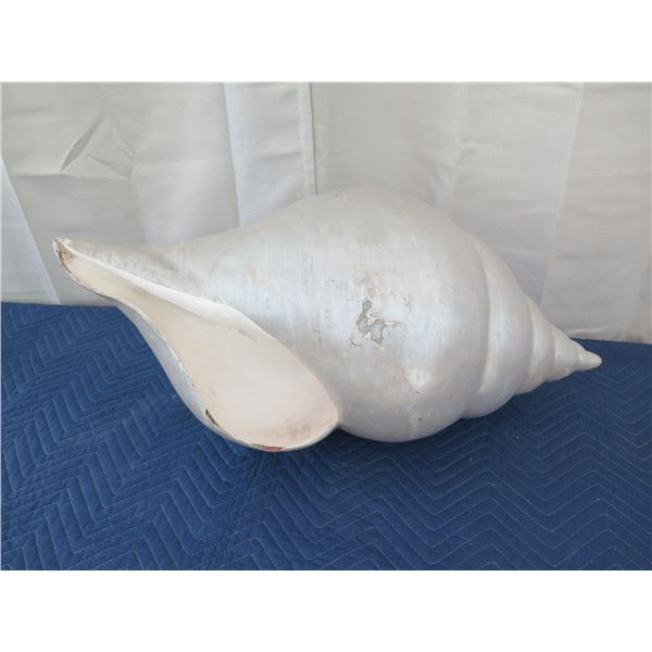 Qty 1 Large Silver-Tone Seashell, Plaster-Like Material31" L, 15"H