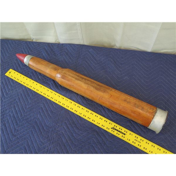 Navy Inert Shell 3", 35" Tall, 1944 (Wooden Casing for Training)