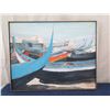 Image 1 : Original Painting on Canvas, Nazaire "Portugal" by Hawaii Artist R. Brower 39"x49" (was a prop in