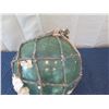 Image 3 : Large Vintage Glass Ball Float w/ Net & Barnacles, Approx. 15" Dia.