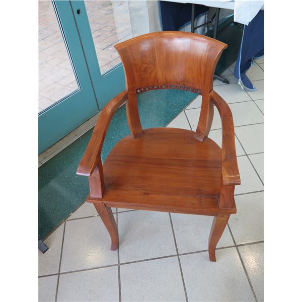 Wooden Barrel-Back Armchair, 36" Back Height