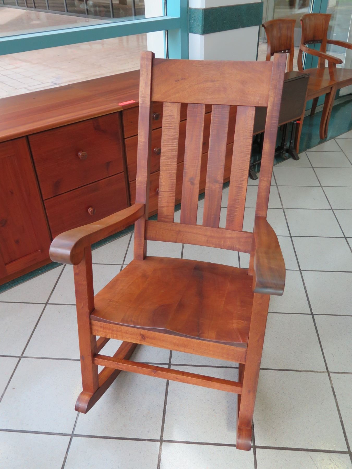 Martin & MacArthur Koa Rocking Chair, Signed, 1982 (Back Ht. 42 ...