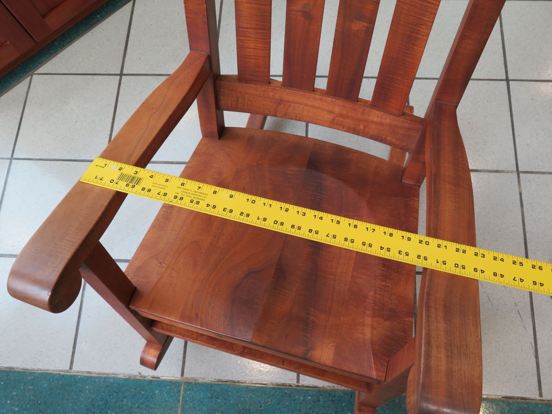 Martin & MacArthur Koa Rocking Chair, Signed, 1982 (Back Ht. 42