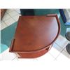 Image 2 : Wooden Corner Table on Wheels (Pie Shaped,) 36" From Middle Edge to Corner