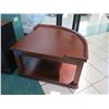 Image 3 : Wooden Corner Table on Wheels (Pie Shaped,) 36" From Middle Edge to Corner