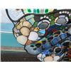 Image 10 : Stained Glass "Cornucopia" Wall Sculpture w/ Shells, Bottle Tops, Artist Daniel Tarr, 42"x50"