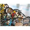 Image 3 : Stained Glass "Cornucopia" Wall Sculpture w/ Shells, Bottle Tops, Artist Daniel Tarr, 42"x50"