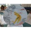 Image 2 : Large, Round Painted Marble, Asian Tiger Motif, Carved Marble Display Mount 48" Dia, 52"H