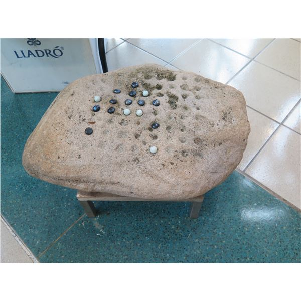 Konane Board on Stainless Steel Stand, 20" x 24" x 12"H