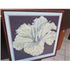 Image 2 : Very Large Original Watercolor "Hibiscus" Signed, Russell Lowery, Koa Frame 50"x50"