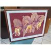Image 1 : Very Large Original Watercolor "Cattleya" Signed, Russell Lowery, Koa Frame 46"x57"