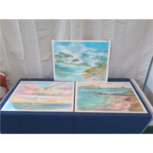 Qty 5 Original Watercolor, Signed by Artist Elizabeth Zinn, 22" x 30"