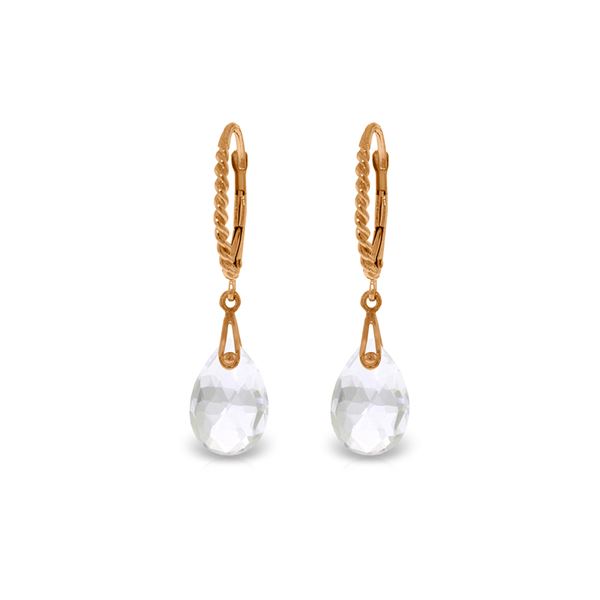 Genuine 6 ctw White Topaz Earrings 14KT Rose Gold - REF-30Y6F