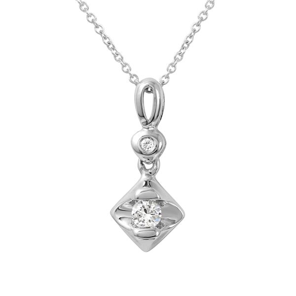 Natural 0.15 CTW Diamond Necklace 14K White Gold - REF-27X2T