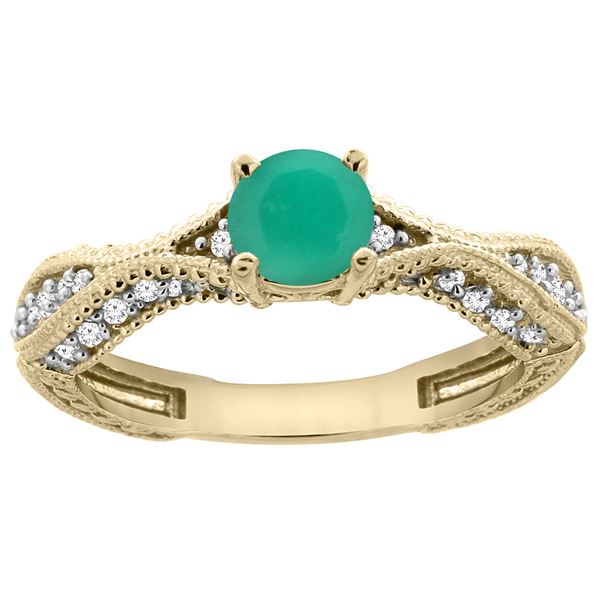 0.76 CTW Emerald & Diamond Ring 14K Yellow Gold - REF-68K9W