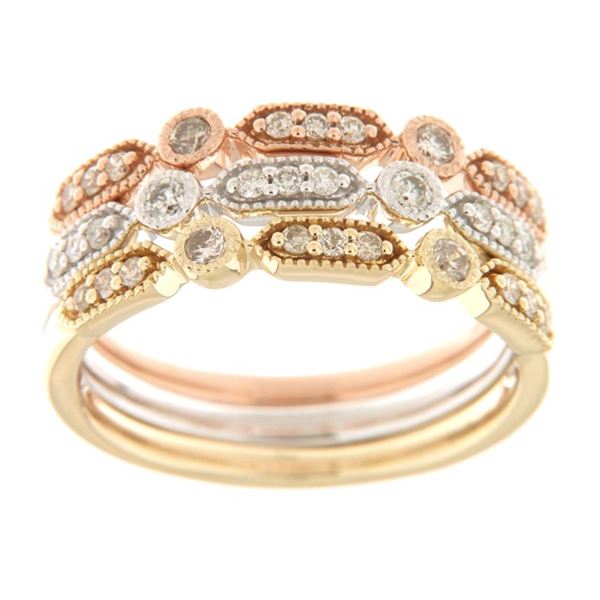 Natural 0.45 CTW Diamond Ring 14K Tri-Color Gold - REF-83H7W