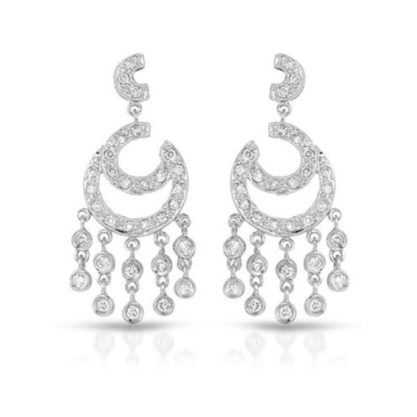 Natural 0.86 CTW Diamond Earrings 14K White Gold - REF-102Y6N