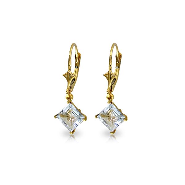 Genuine 3.2 ctw Aquamarine Earrings 14KT Yellow Gold - REF-39N4R