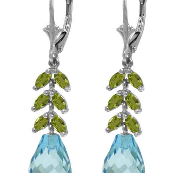 Genuine 11.20 ctw Blue Topaz & Peridot Earrings 14KT White Gold - REF-56F2Z