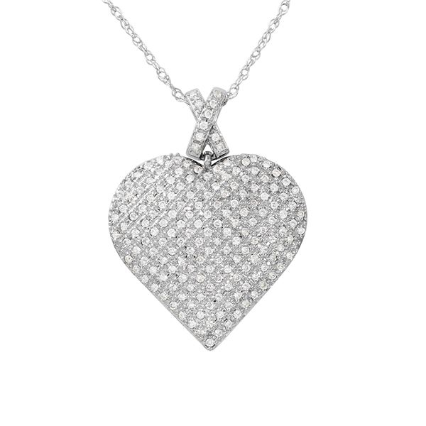 Natural 0.50 CTW Diamond Necklace 14K White Gold - REF-91X8T