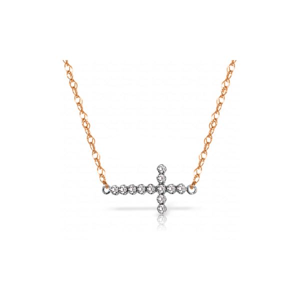 Genuine 0.18 ctw Diamond Anniversary Necklace 14KT Rose Gold - REF-46T2A