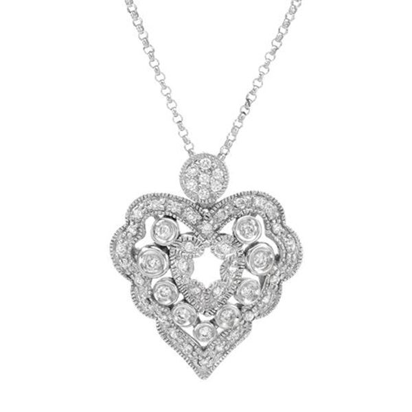 Natural 0.51 CTW Diamond Necklace 18K White Gold - REF-102H6W