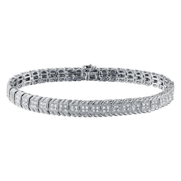 Natural 0.87 CTW Diamond Bracelet 18K White Gold - REF-302R4K