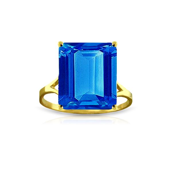 Genuine 7 ctw Blue Topaz Ring 14KT Yellow Gold - REF-44F3Z