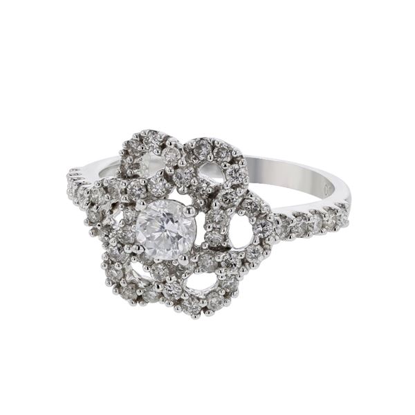 Natural 0.98 CTW Diamond Ring 14K White Gold - REF-97H2W