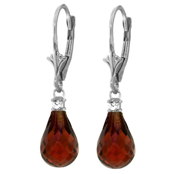 Genuine 4.6 ctw Garnet & Diamond Earrings 14KT White Gold - REF-30P2H
