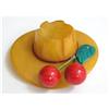 Image 1 : c1940 Bakelite Yellow Hat & Cherries Pin #1615644