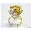 Image 1 : 14K Pear Citrine & Diamonds Gold Ring #1615690