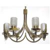 Image 1 : Mid-Century Modern Brass & Glass Chandelier #1615759