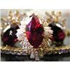 Image 1 : RHJ Synthetic Ruby Marquise Ring 18k & CZs #1627418