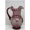 Image 1 : Amethyst color Glass Hand Pntd. JUG #1627502