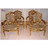 Image 1 : Breathtaking Set of 4 Louis XV Gilt Arm Chairs!#1627764