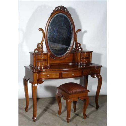 Victorian Antique Vanity Dresser Mirror W Stool 1628140 Antique Vanity With Mirror And Stool