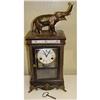 Image 1 : Bronze Marble Mantle Clock Elephant Sculpture #1628241