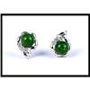 18K White Gold Green Jade Beads Earrings #1639545
