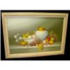 Image 1 : Fruit Vase Still Life Oil Painting Apple Grapes#1640204