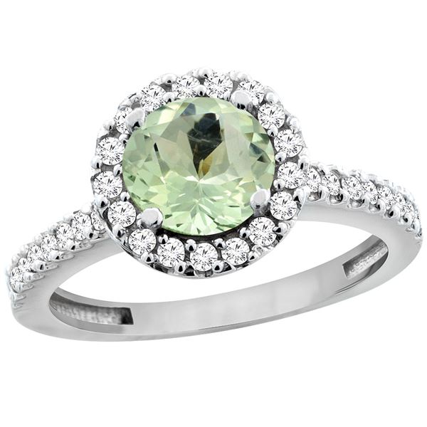 1.13 CTW Amethyst & Diamond Ring 14K White Gold - REF-60H5M