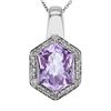 Image 1 : Natural 4.98 CTW Amethyst & Diamond Necklace 14K Gold - REF-66F6M
