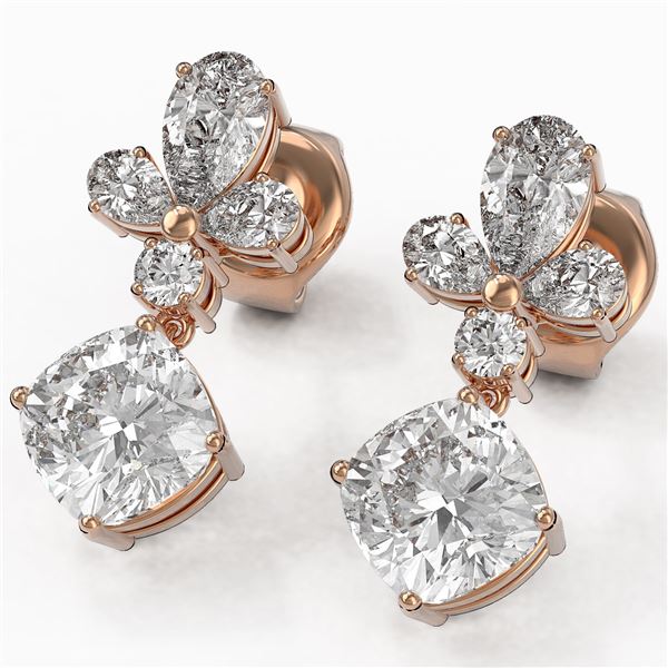 2.75 ctw Cushion Cut Diamond Designer Earrings 18K Rose Gold - REF-340R3K