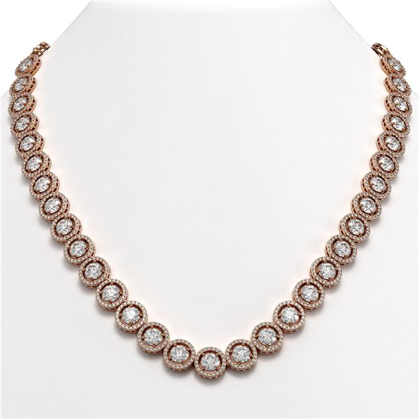35.32 ctw Diamond Micro Pave Necklace 18K Rose Gold - REF-4132N4F
