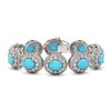 Image 1 : 38.17 ctw Turquoise & Diamond Victorian Bracelet 14K White Gold - REF-1179M3G
