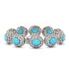 Image 2 : 38.17 ctw Turquoise & Diamond Victorian Bracelet 14K White Gold - REF-1179M3G