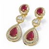 Image 3 : 15.92 ctw Ruby & Diamond Earrings 18K Yellow Gold - REF-663M6G